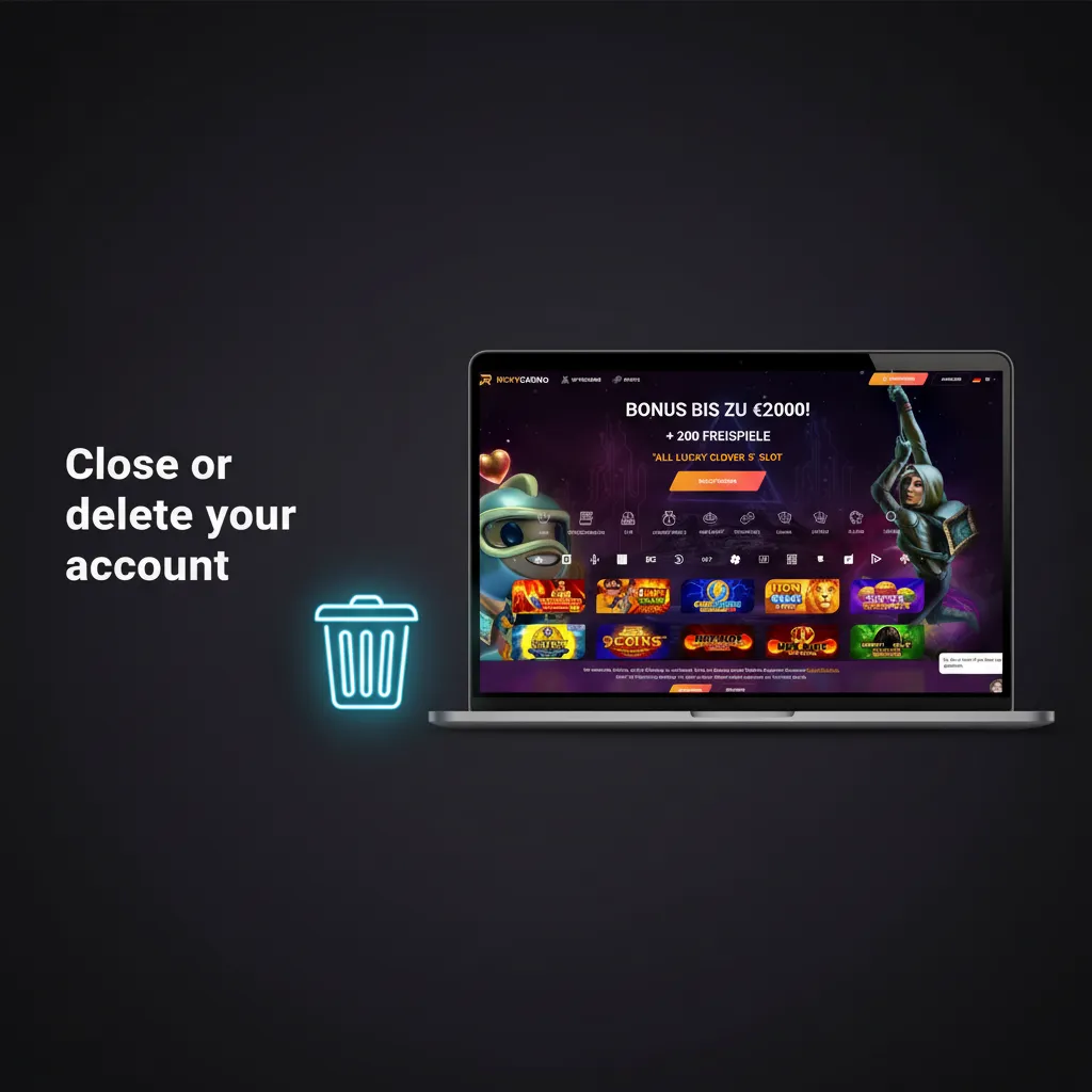 Diagram of account closure/self-exclusion steps: chat or email support, verify ID, clear bets, withdraw, await confirmation.