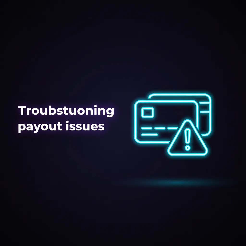 Payout troubleshooting with icons: verification, card blocked, bank delays, crypto network, currency, bonus, limits.