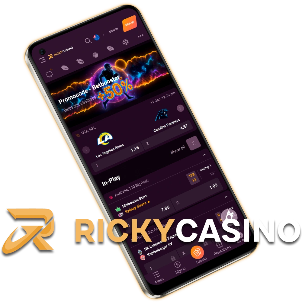 Install the Ricky Casino Android app and start playing your favorite mobile games.