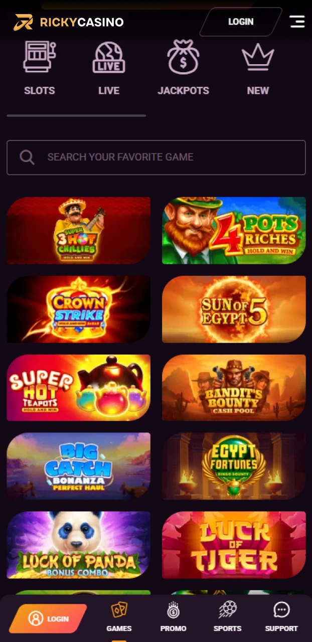 Bet on sports in the Ricky casino Android app in Australia.