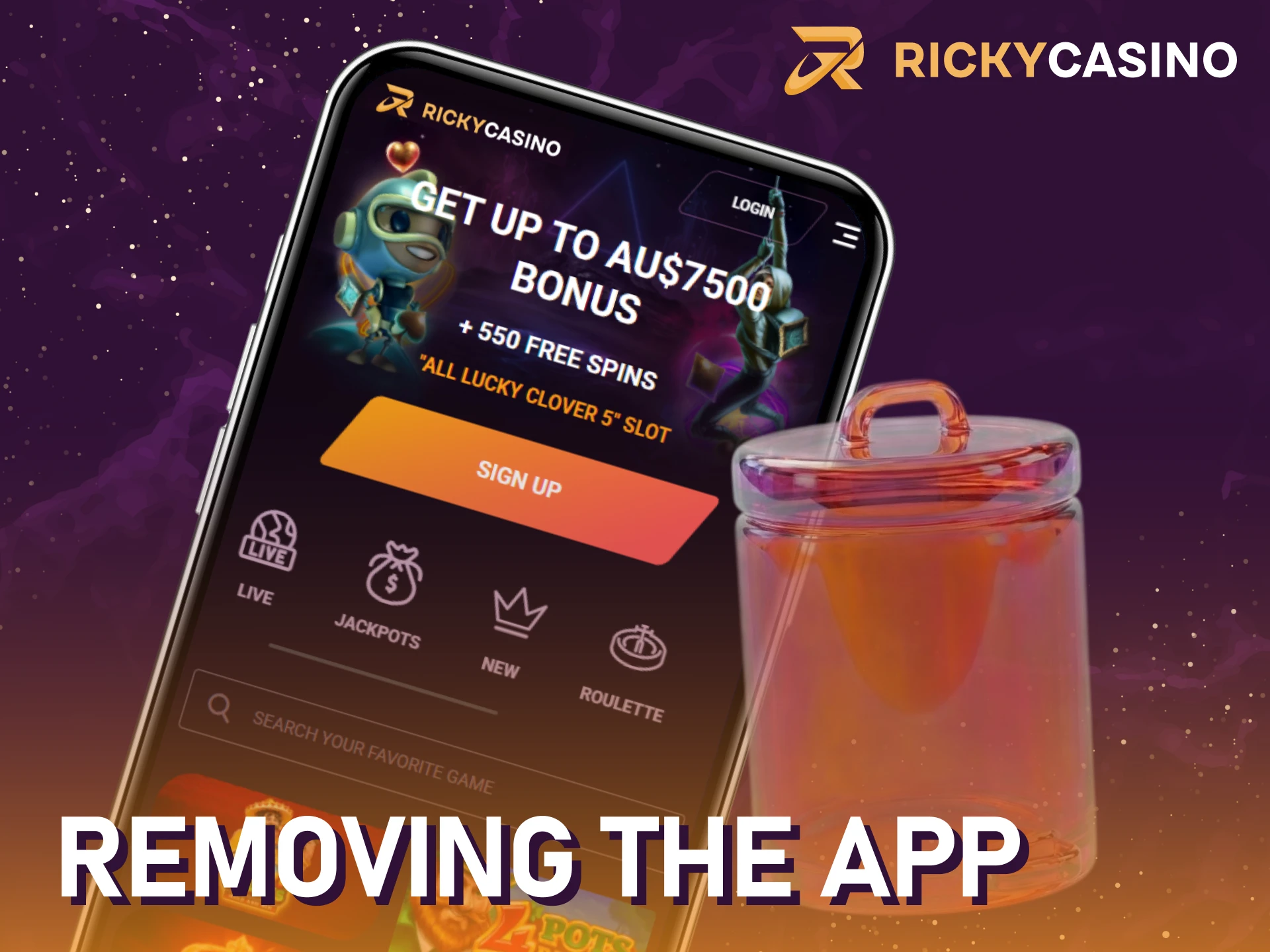 Remove the Ricky casino Android app from your device if necessary.