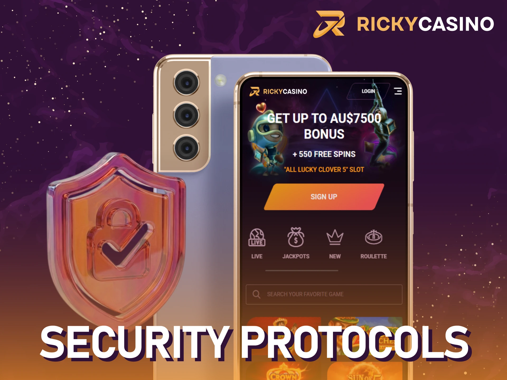 Check the security of the Ricky casino Android app in Australia.