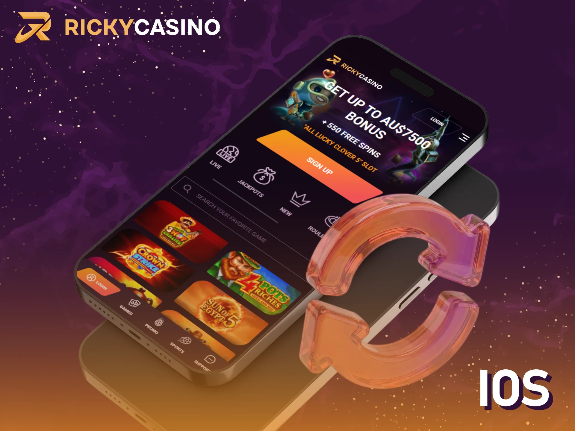 Get the latest iOS update for the Ricky casino app in Australia.