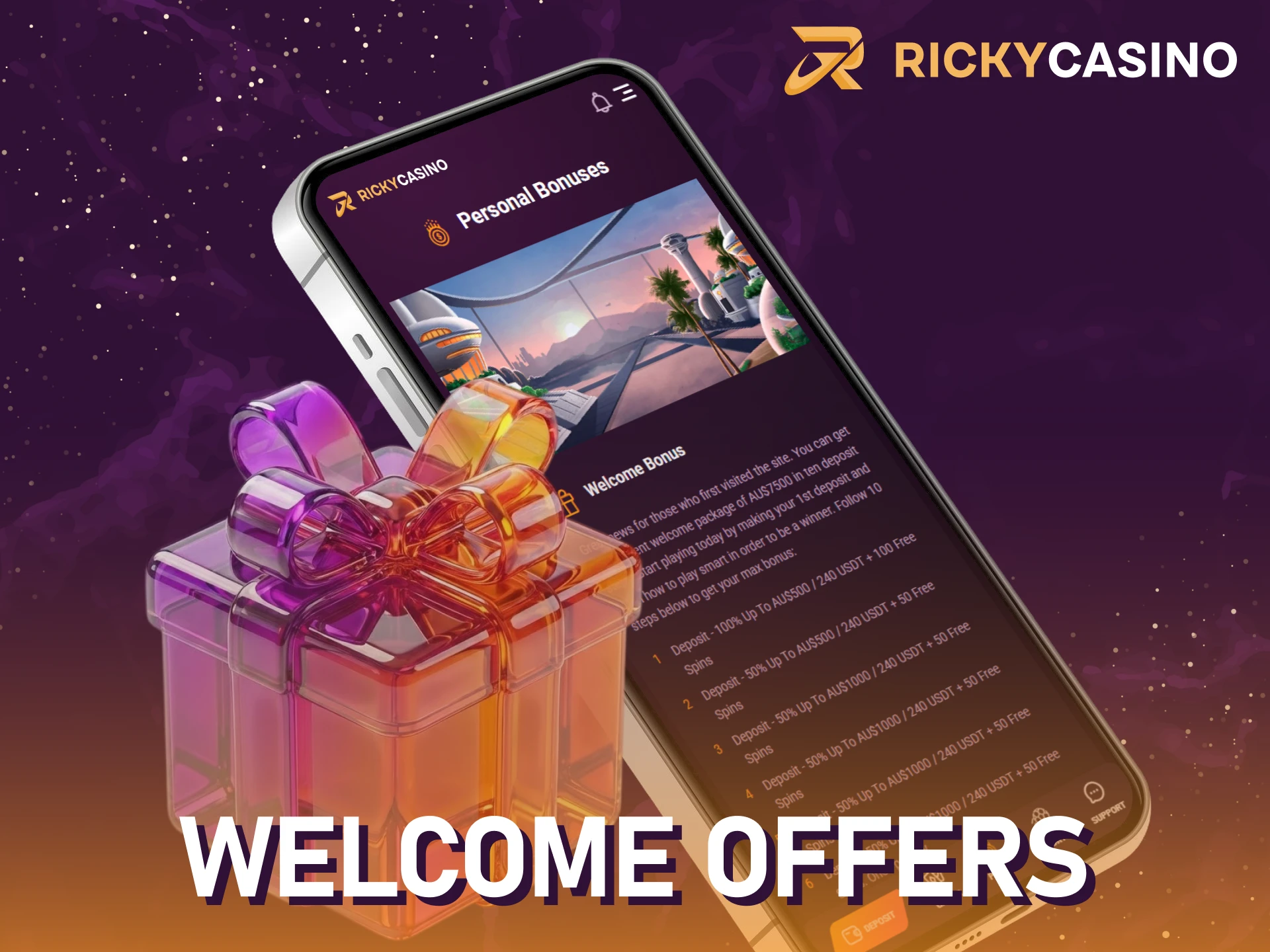 Claim welcome offers inside the Ricky casino app to win bigger.