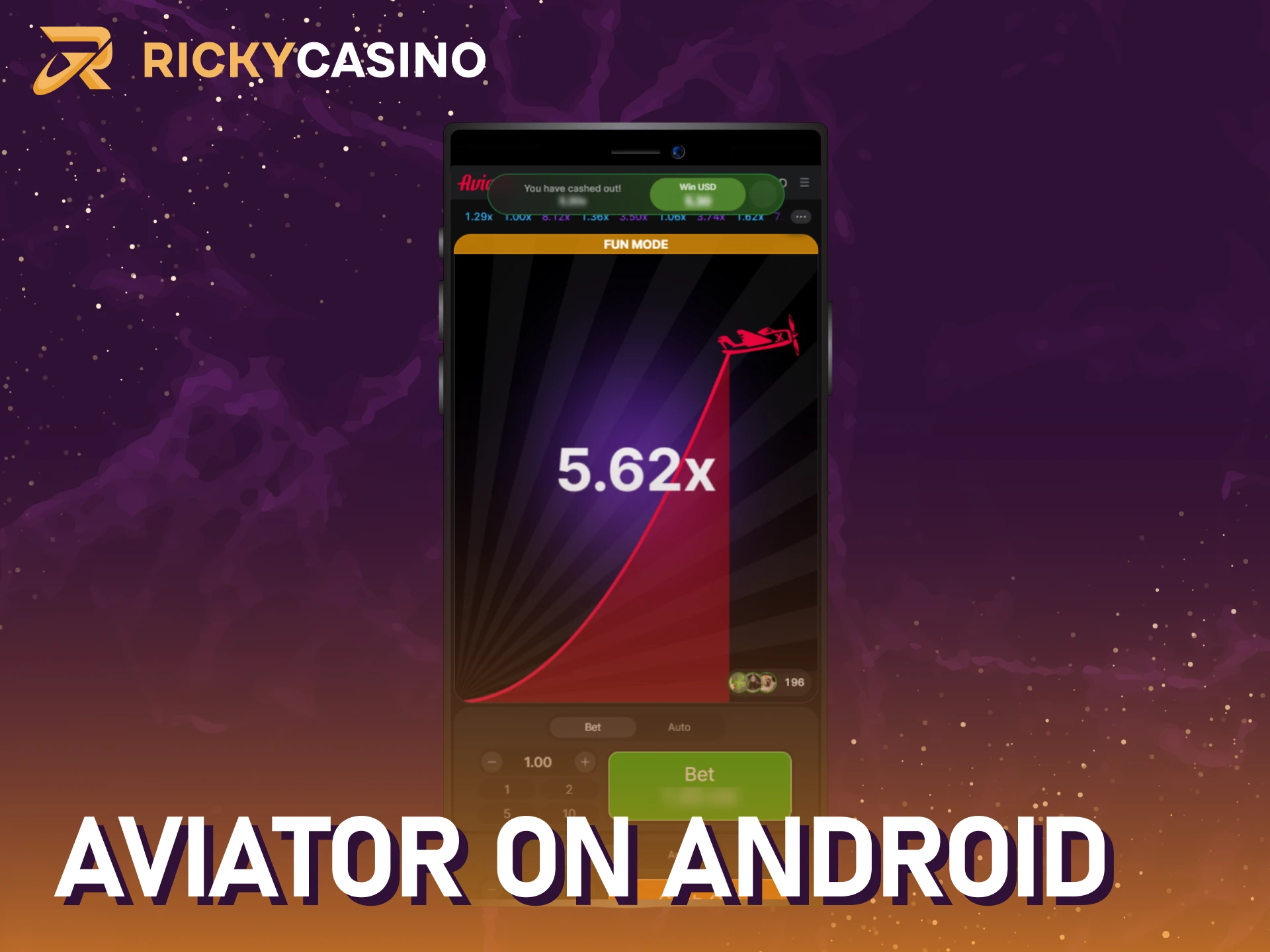 Download the Ricky casino Android APK to start your Aviator session.