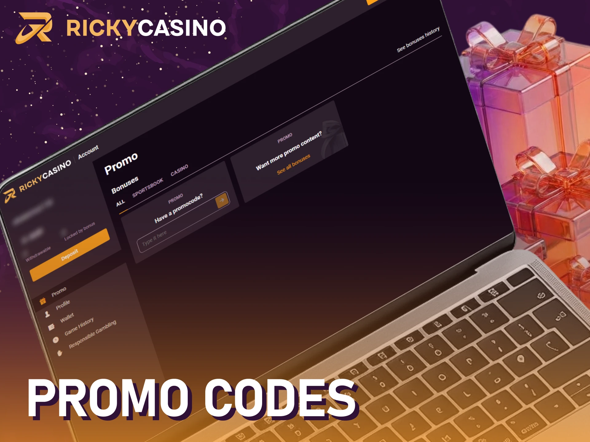 Use exclusive promo codes to boost your Ricky casino balance.