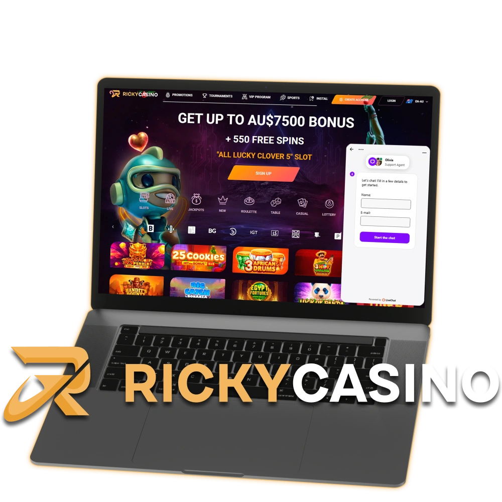 Use the Ricky Casino Contact Us section to get help from our team.