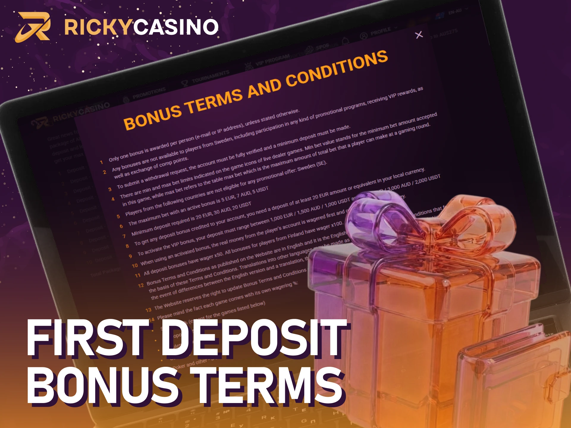 Review the deposit bonus terms to maximize your Ricky casino deposit.