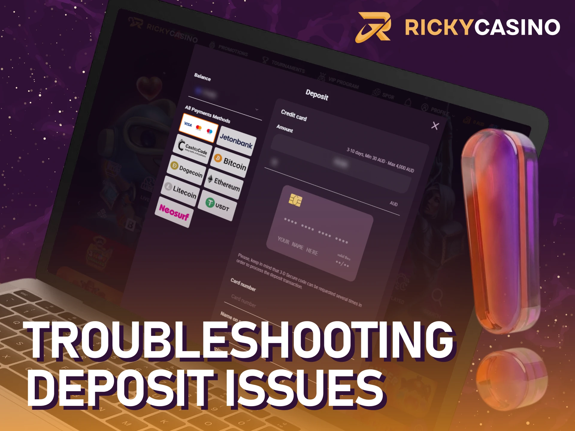 Follow the steps to troubleshoot deposit issues with your Ricky casino deposit.