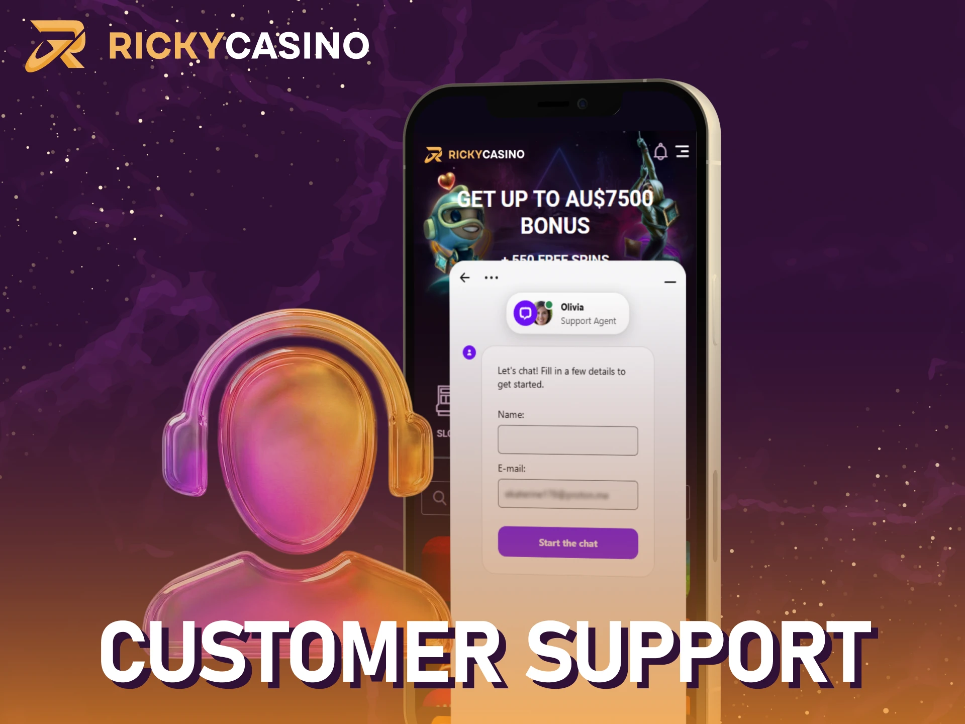 Contact support on the Ricky casino if you have problems or questions of iOS app.