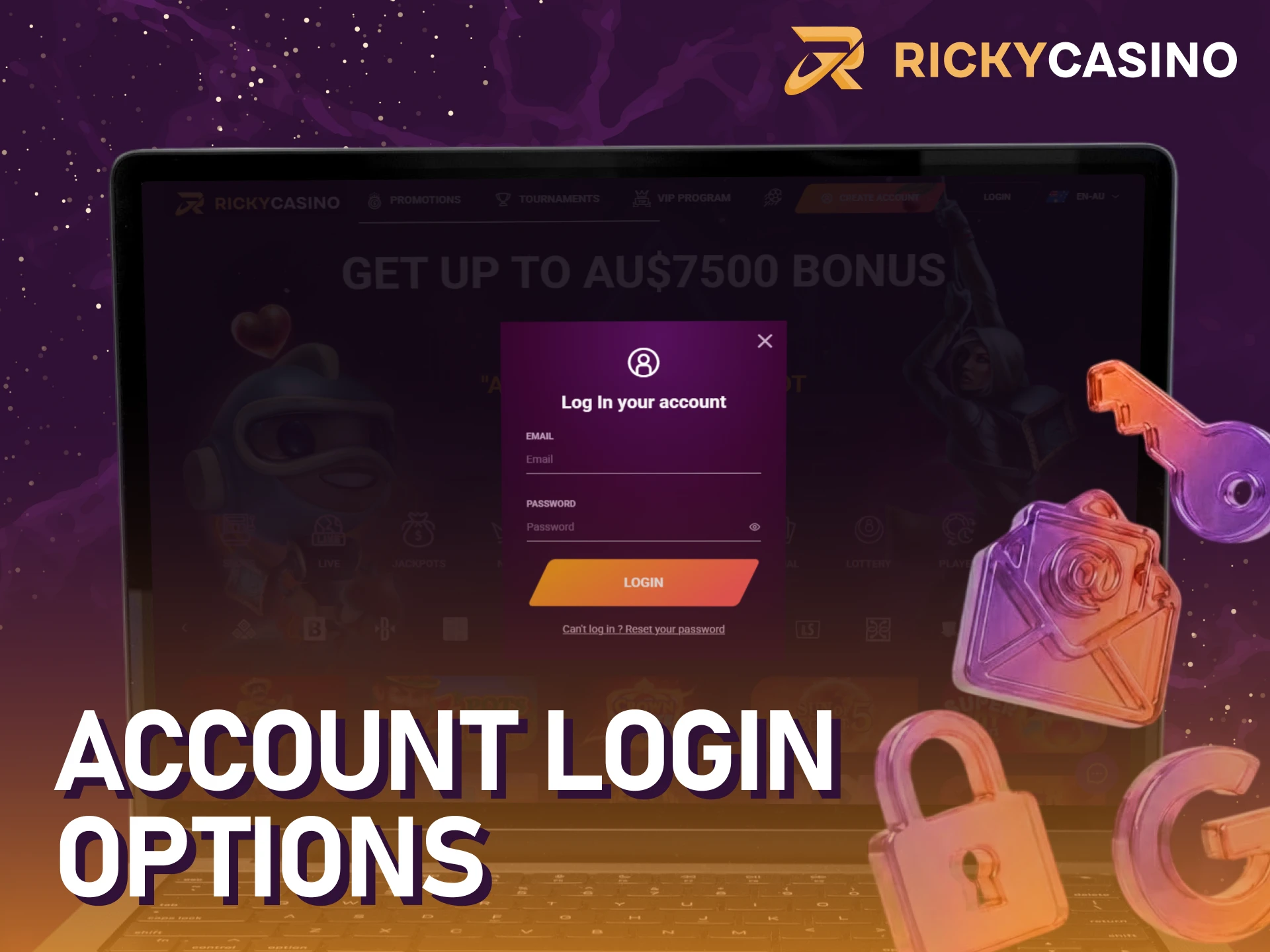 Choose the best login option for your Ricky casino login in Australia.