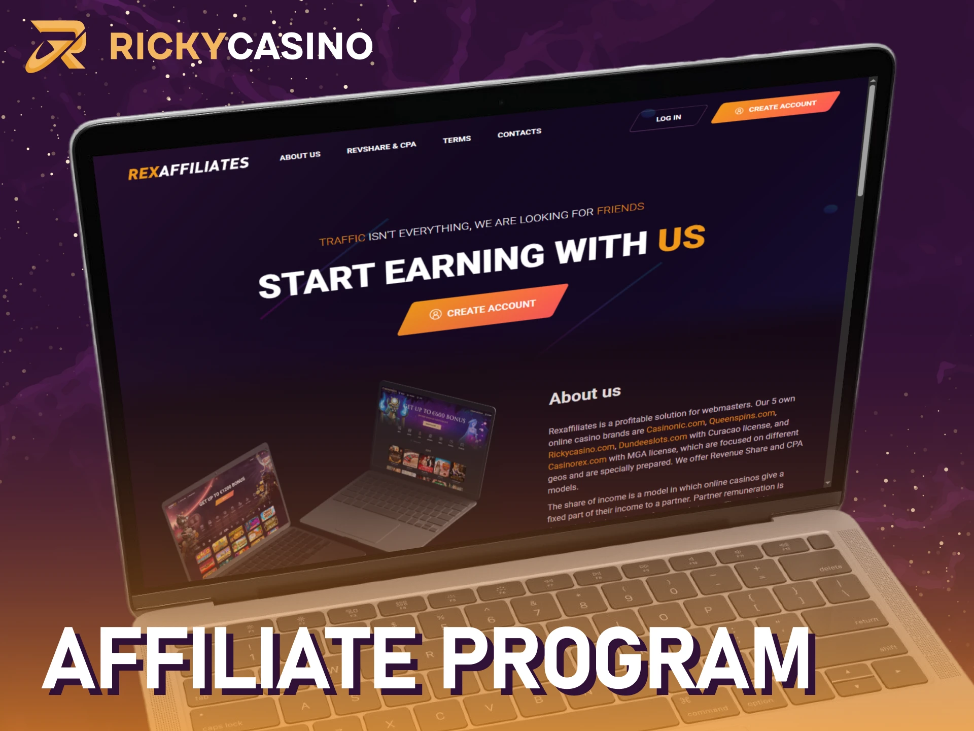 Join the Ricky casino affiliate program to earn more.
