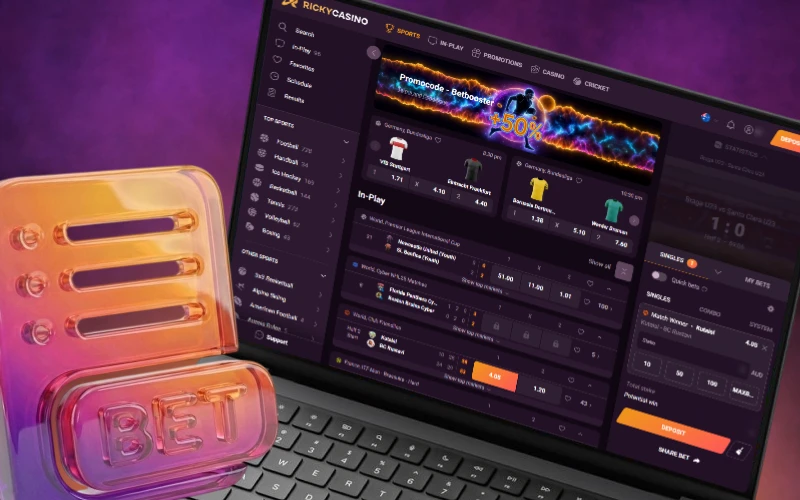 Enjoy clear bet slip and stats inside Ricky casino Australia.