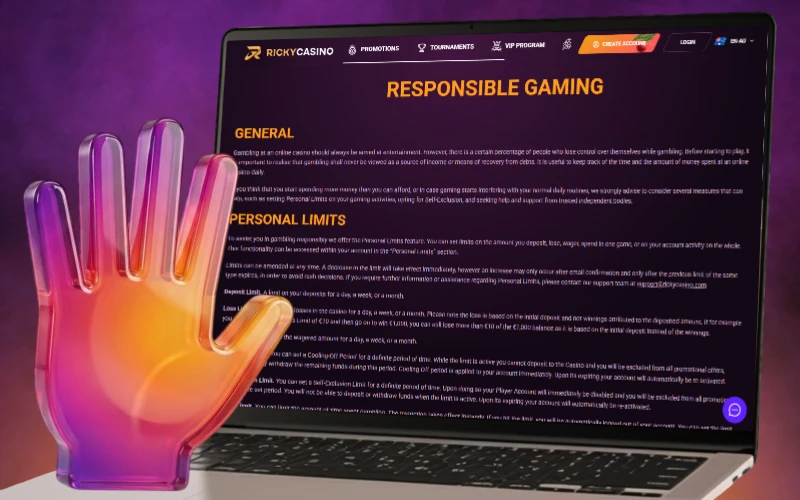 Use responsible play tools to stay safe while gaming at Ricky casino.