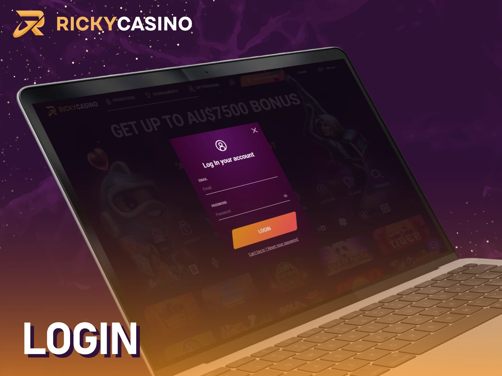 Login to your Ricky casino account to start play.