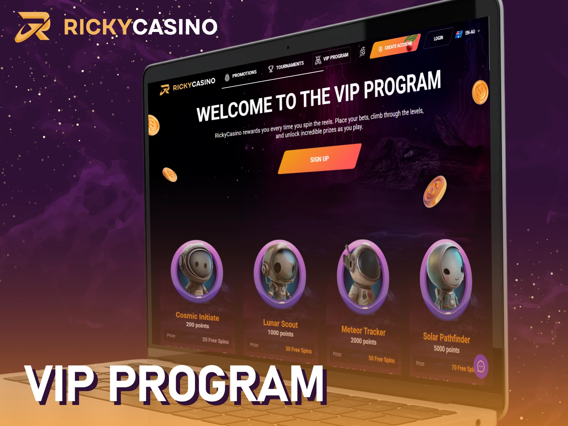 Join the exclusive VIP program at Ricky casino in Australia.