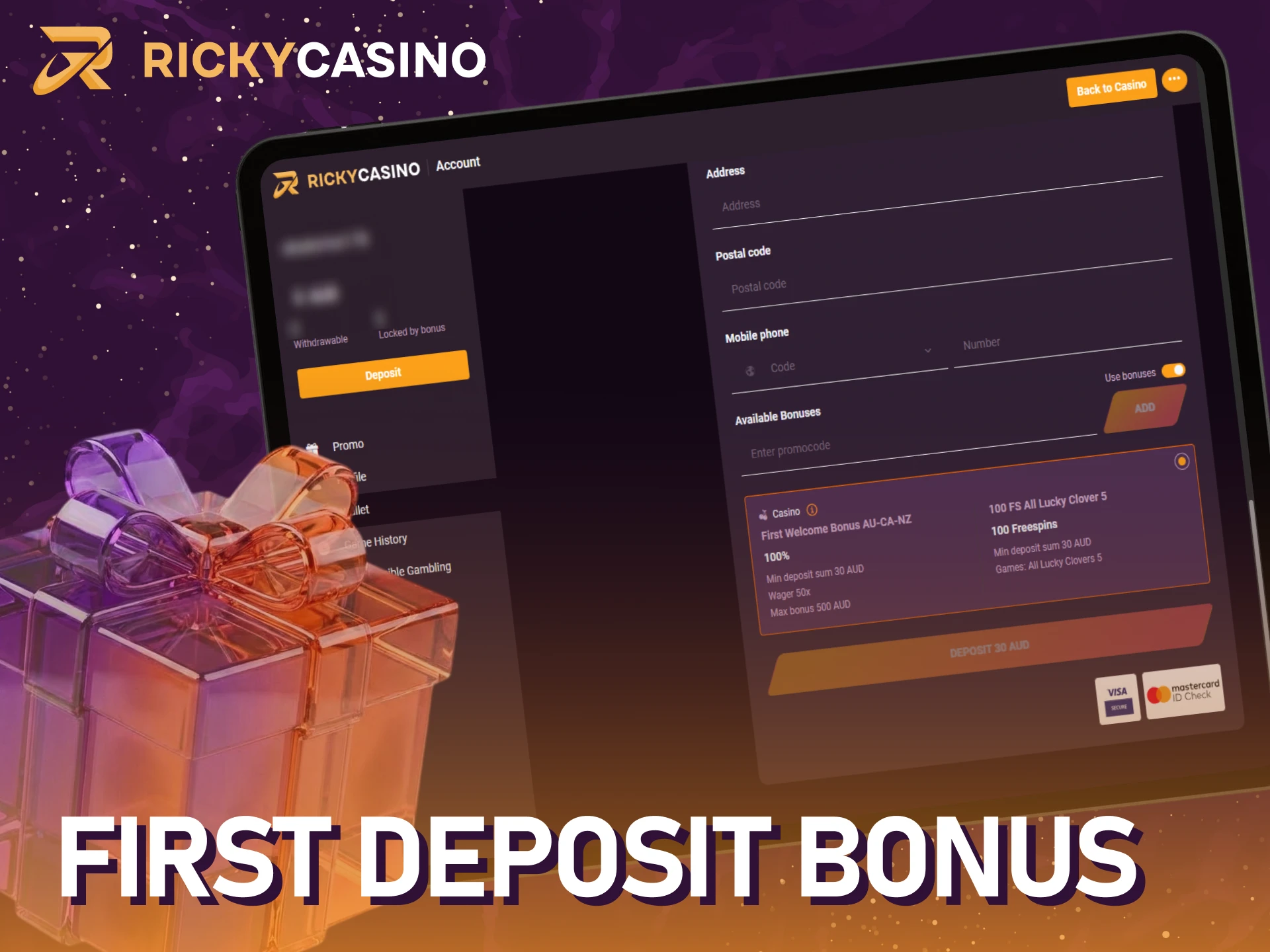 Activate your first deposit bonus and start playing at Ricky casino deposit.