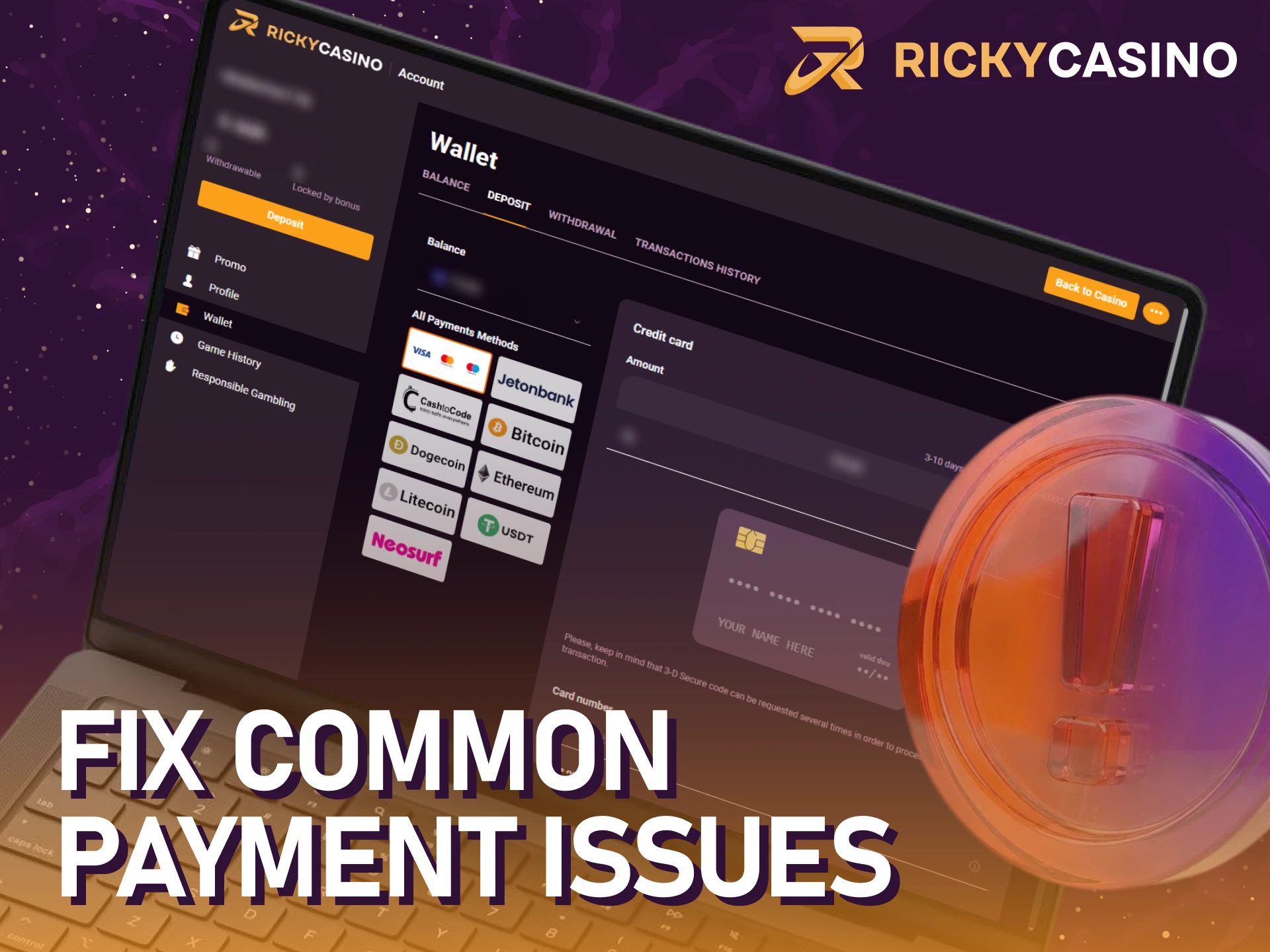 Follow our guide to fix common payment issues with Ricky casino payments.