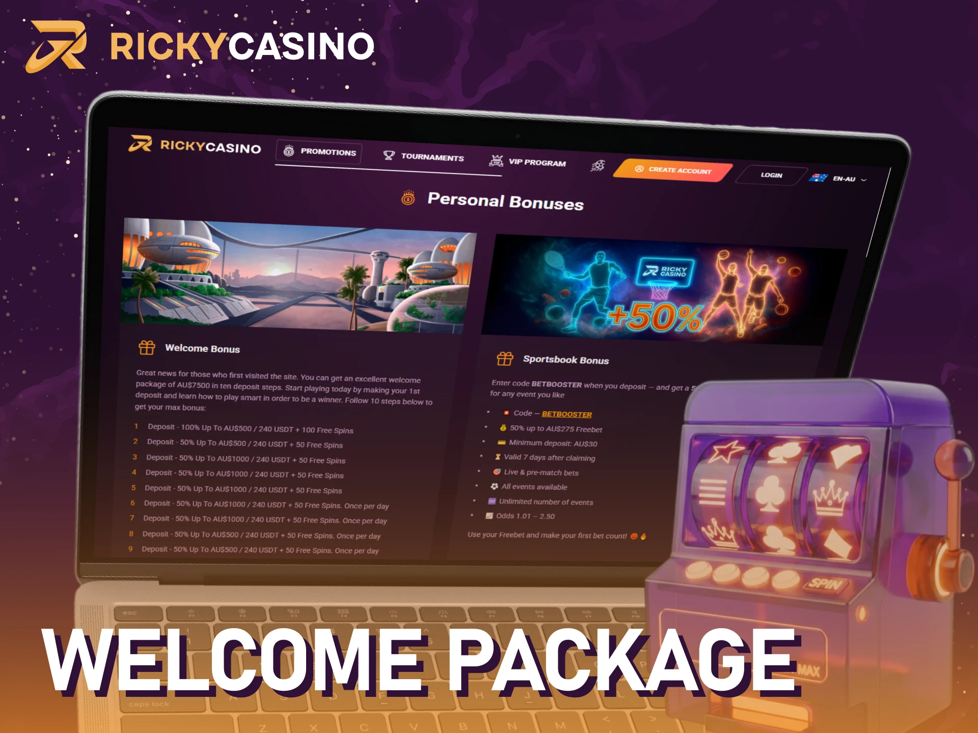Activate the Welcome Package at Ricky casino slots to boost your start.