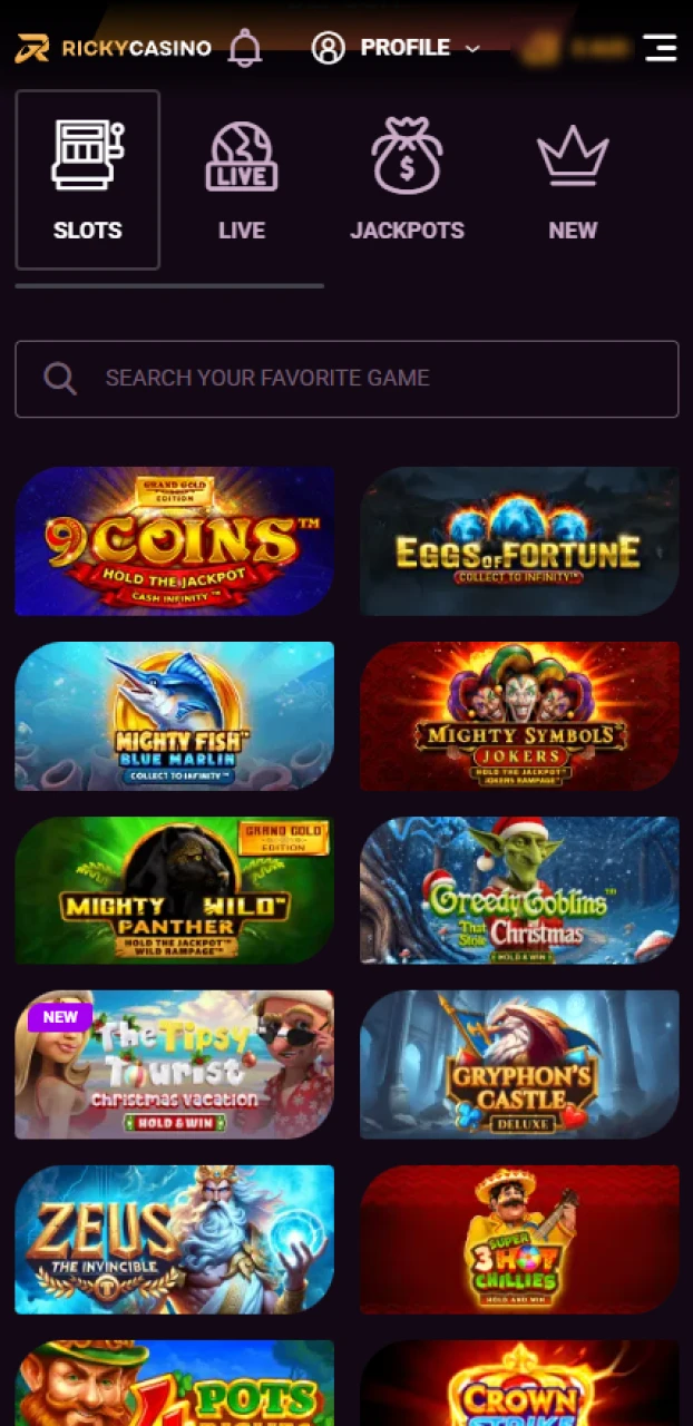 Pick between the demo mode or real money Ricky casino slots.