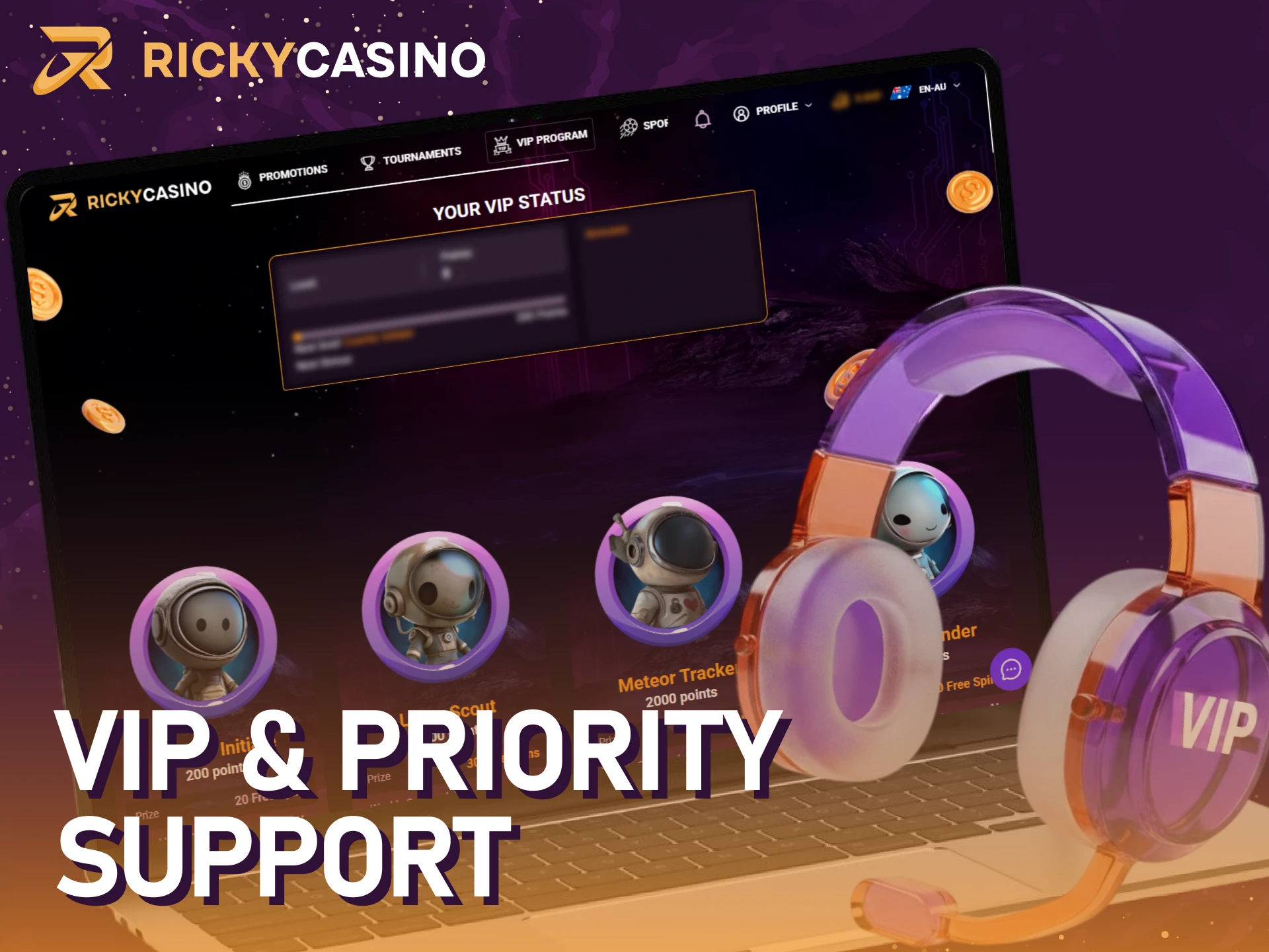 Unlock exclusive priority support as a VIP member at Ricky casino.