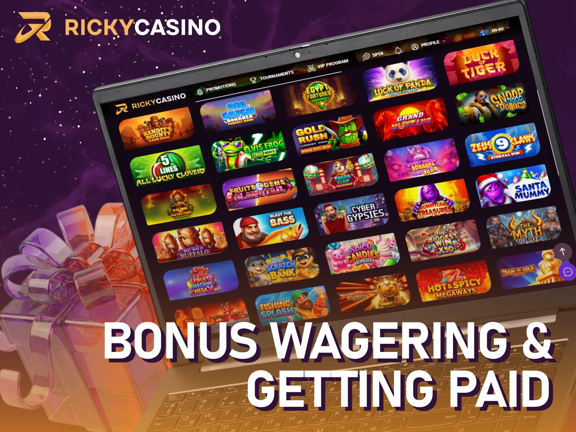 Meet the wagering requirements to cash out your Ricky casino welcome bonus.