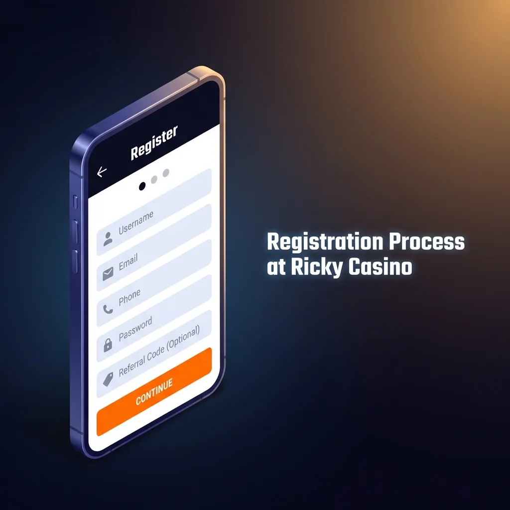 Ricky Casino registration form showing email, password, and personal details fields for new account setup