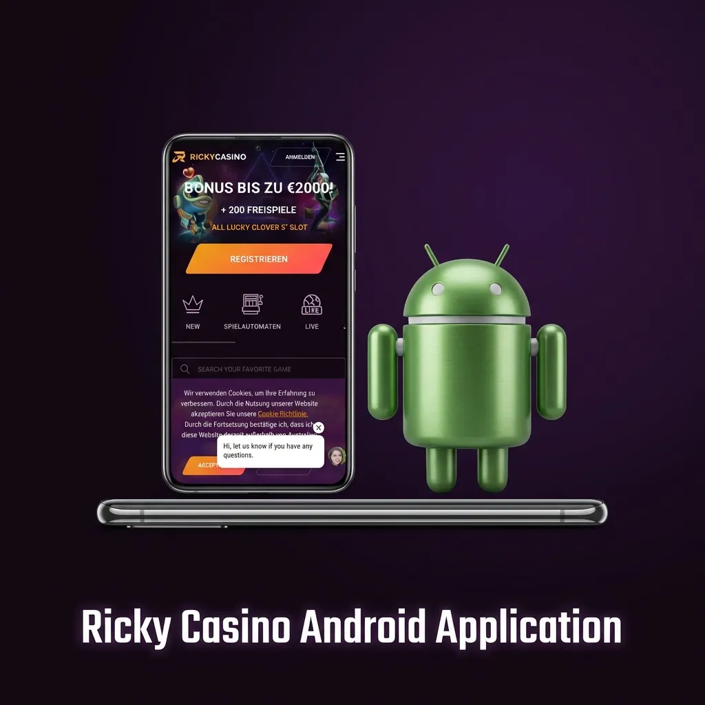 Ricky Casino Android app download screen showing mobile betting and casino games installation interface
