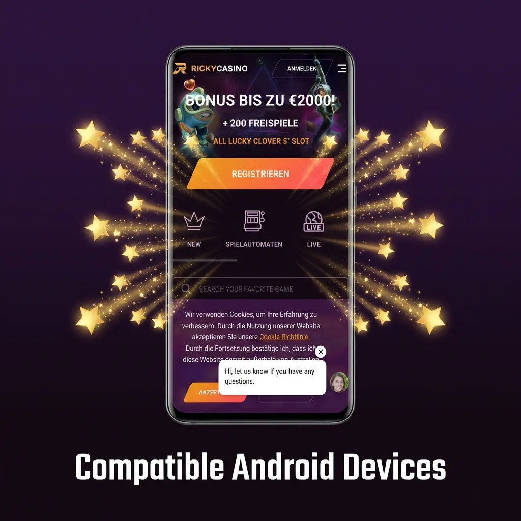 List of compatible Android devices including Samsung Galaxy, Google Pixel, Oppo, Xiaomi, OnePlus, Motorola, Nokia, and Realme models