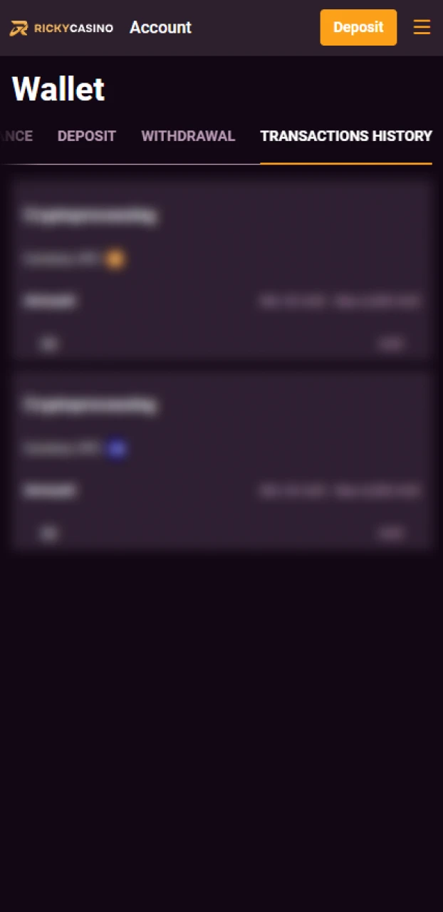 Monitor the status of your Ricky casino withdrawal.